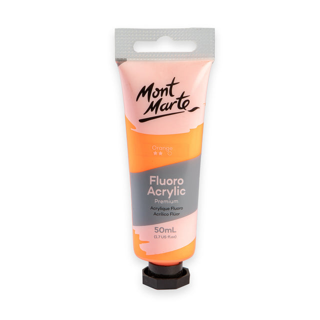 Fluoro Acrylic Paint 50ml Tube - Orange - Mont Marte