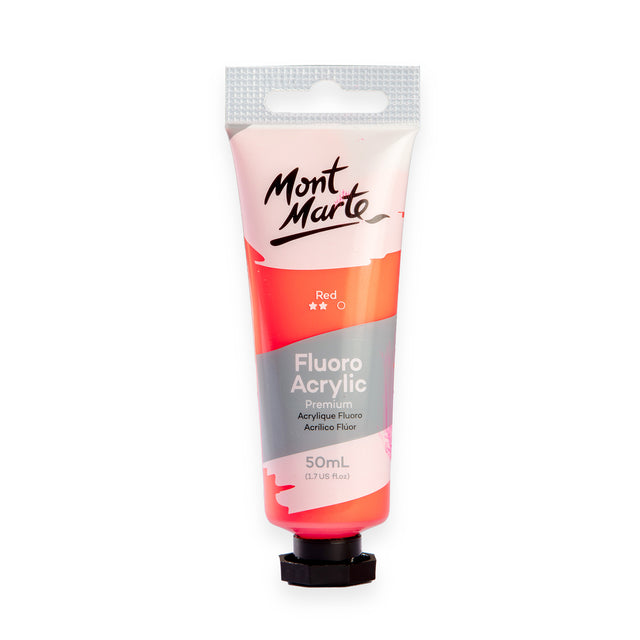 Fluoro Acrylic Paint 50ml Tube - Red - Mont Marte