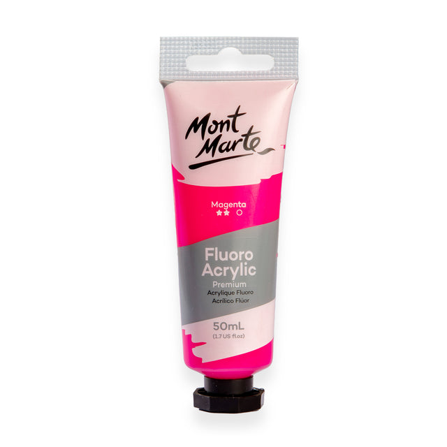 Fluoro Acrylic Paint Premium 50ml Tube - Magenta - Mont Marte