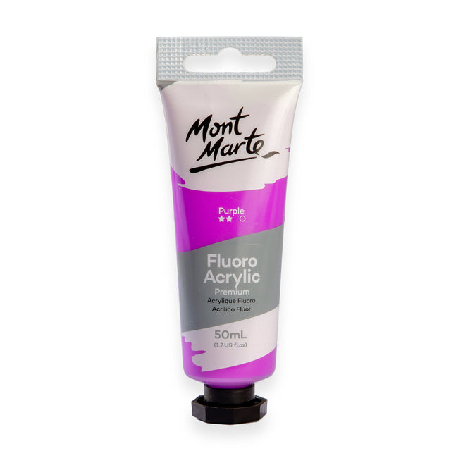 Fluoro Acrylic Paint 50ml Tube - Purple - Mont Marte