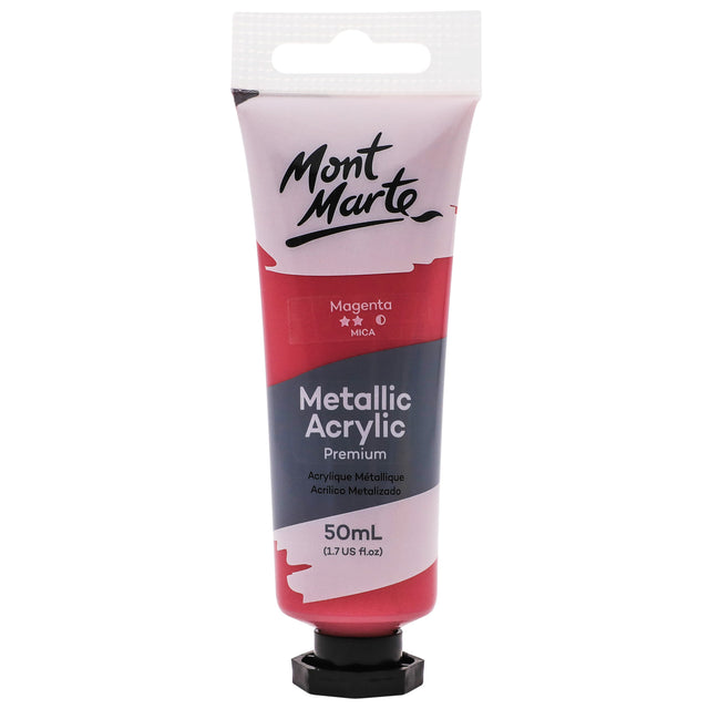 Metallic Acrylic Paint Premium 50ml Tube - Magenta - Mont Marte
