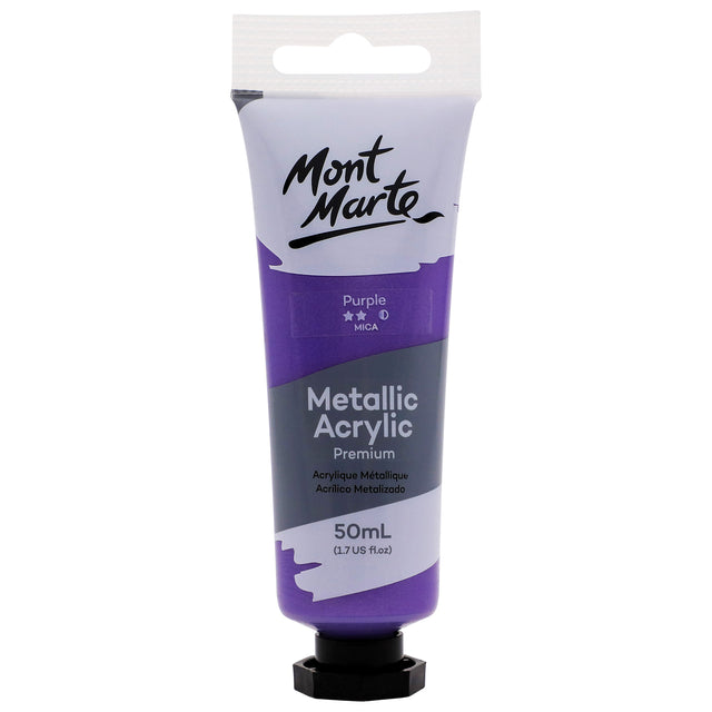 Metallic Acrylic Paint Premium 50ml Tube - Purple - Mont Marte