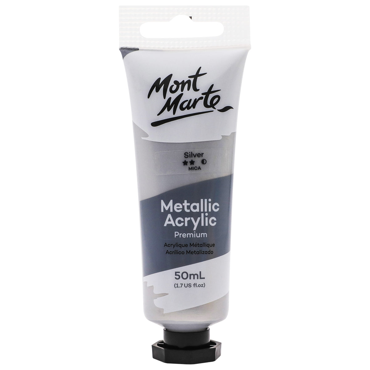 Metallic Acrylic Paint Premium 50ml Tube - Silver - Mont Marte