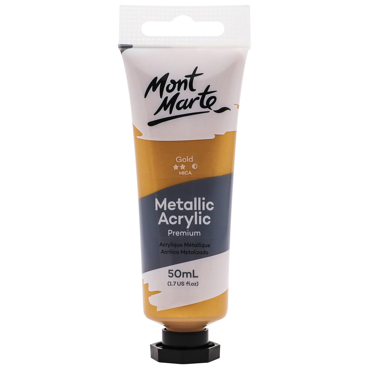 Metallic Acrylic Paint Premium 50ml Tube - Gold - Mont Marte