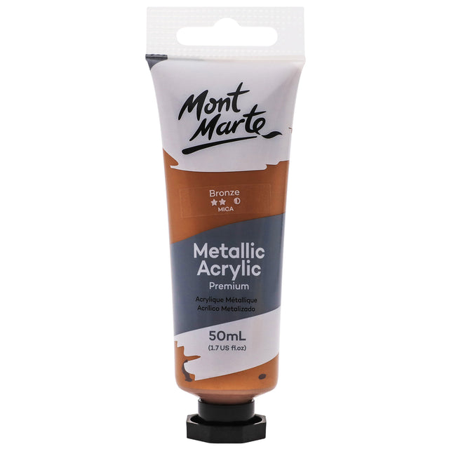 Metallic Acrylic Paint Premium 50ml Tube - Bronze - Mont Marte