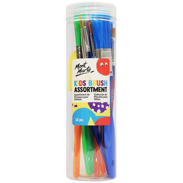 Kids Paint Brushes - 15 Piece Set - Mont Marte