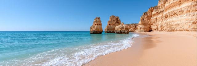 Rocky Cliffs and Turquoise Beach 156cm x 60cm / Black