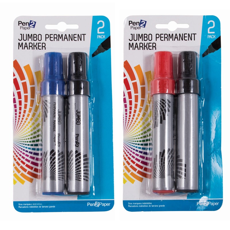 Jumbo Permanent Markers 2pk - Red Dot