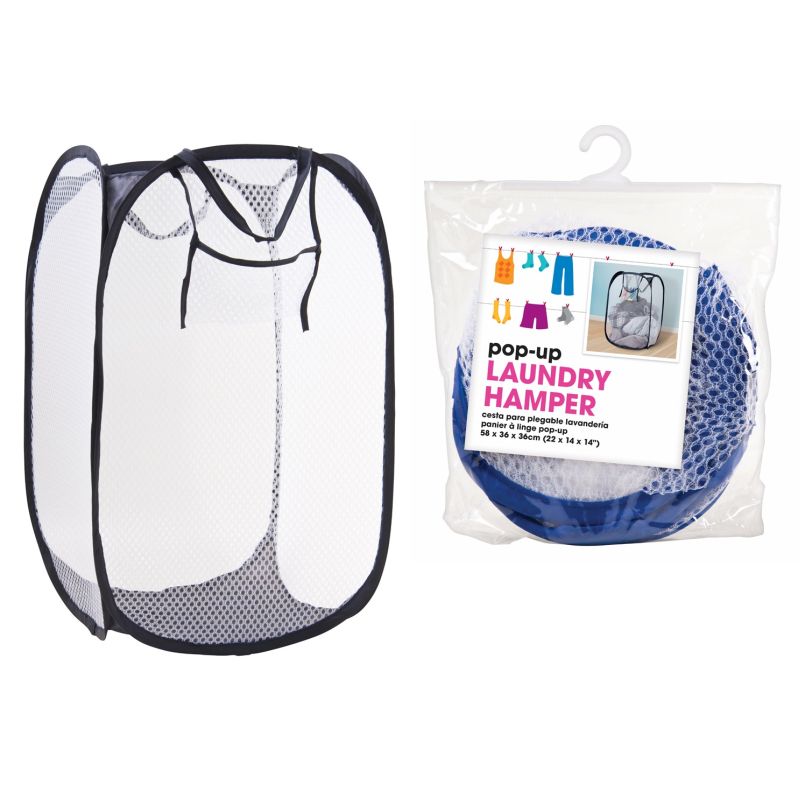 Laundry Hamper Foldable Mesh Pop-Up Laundry Hamper with Side Pocket and Durable Handles,Large Capacity,Solid Bottom High Carbon Steel Frame,Collapsible for Storage and Easy to Open,Great for the Kids 