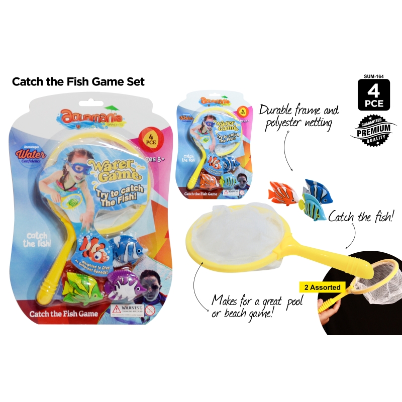 Dive Catch Fish Game with Net 4pc - Red Dot