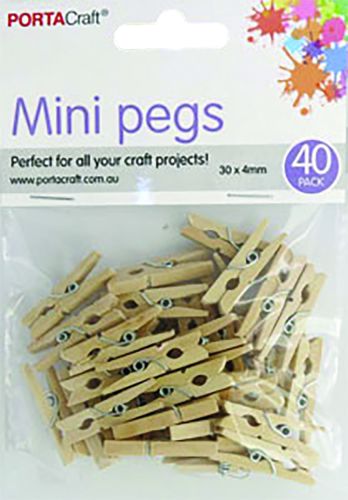 Natural Wooden Craft Pegs (Pack of 40) Natural Craft Suppliess