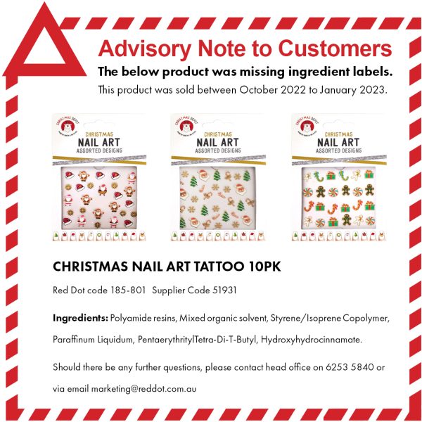 185801 CHRISTMAS NAIL TRANSFERS 10PK