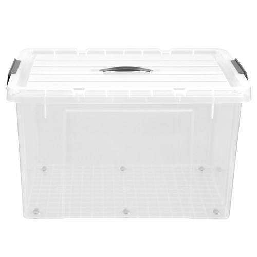 Award 50L Black Storage Container with Lid and Wheels - Bunnings